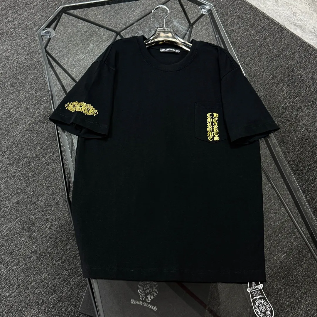 P170 Chrome Hearts 25 high version fabrics made of 300 grams of high-density cotton, no deformation, no shrinkage, complete with three labels, same style for men and women Process: imported hot stamping Color: white black SIZE: S-XL